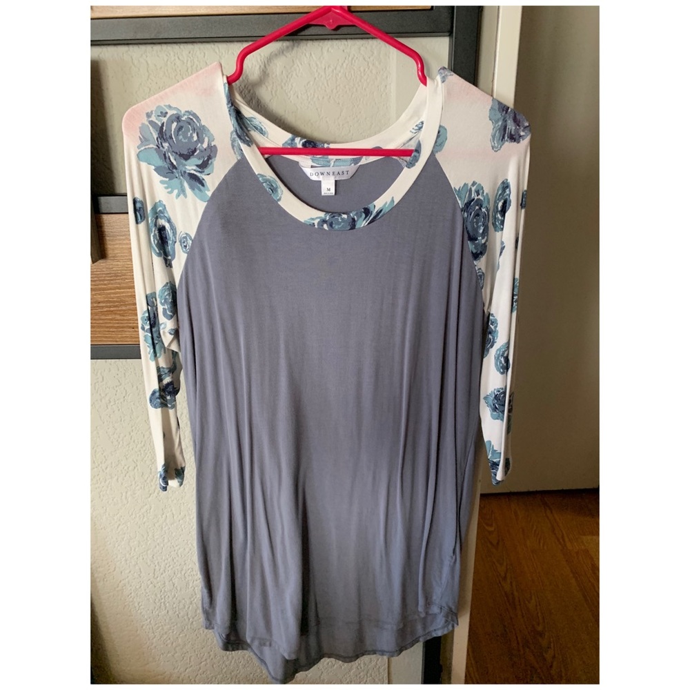 Long sleeve blouse with floral sleeves